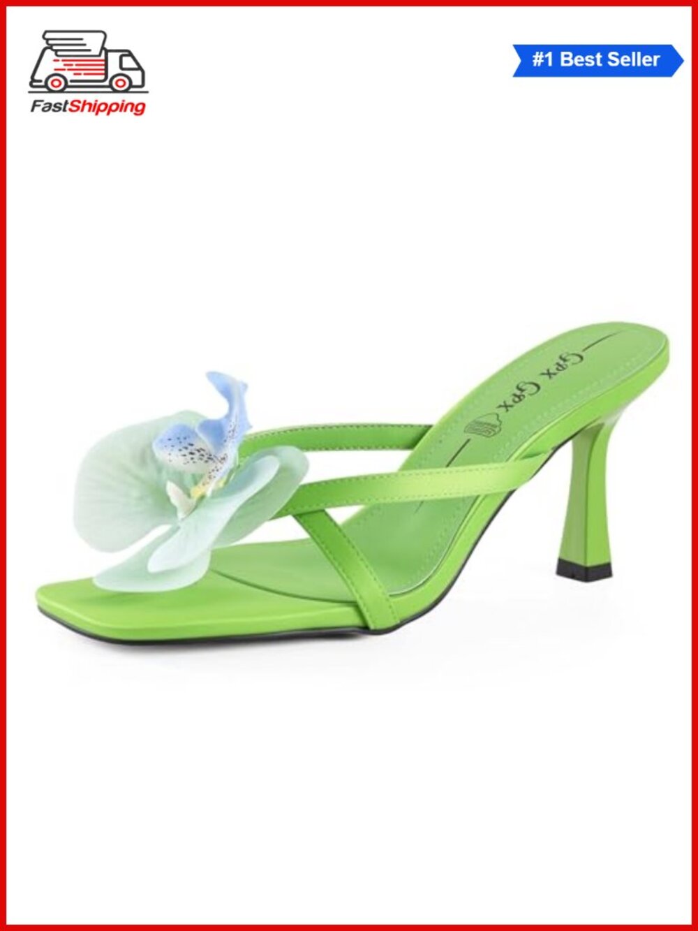 Women's Flower Kitten Heels Slide Sandals Slip On Open Toe Summer Heels